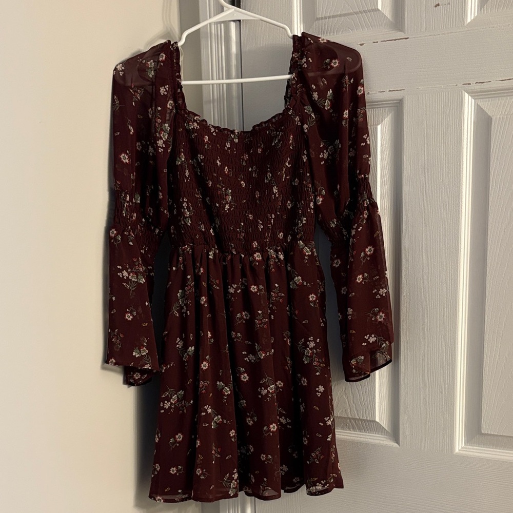 As U Wish Burgundy Floral Dress